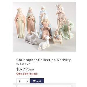 Retired 1983 Christopher Collection Nativity Hand Painted 9 Piece Set by Lefton